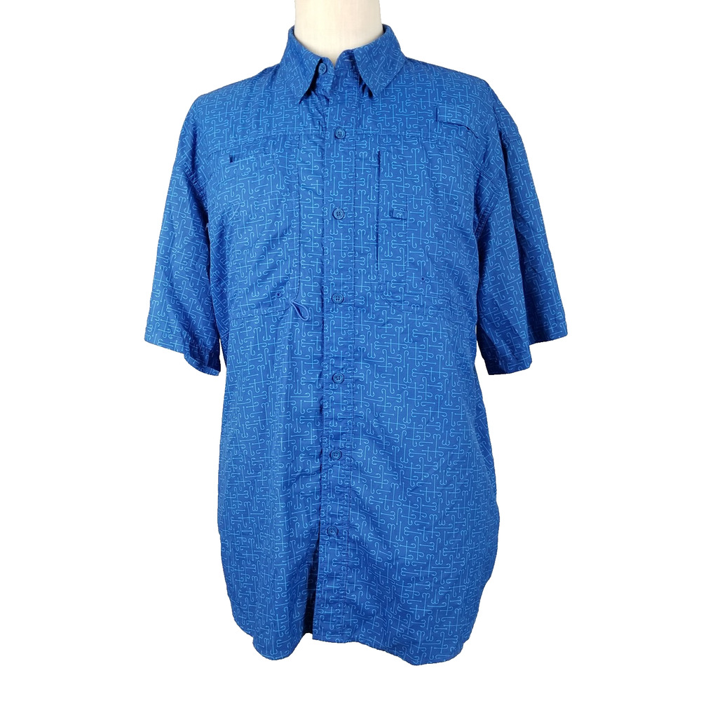 Reel Legends Shirt Mens XL Blue Saltwater II Fishing Short Sleeve Outdoor Vented